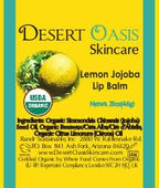 2-Pack Organic Lemon Lip Balm - USDA Certified Organic, 70% Organic Jojoba Oil, Organic Beeswax, Soothes and Softens Dry, Cracked, and Sensitive Lips, Natural Lemon Scent No Taste. 0.15 oz/4.6 gm