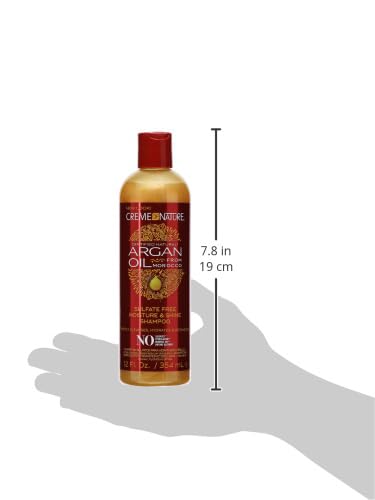 Creme of Nature Sulfate-Free Moisture & Shine Shampoo, Gently Cleanses, Hydrates & Detangles, 100% Pure Argan Oil from Morocco, Gift for Women, 12 fl oz
