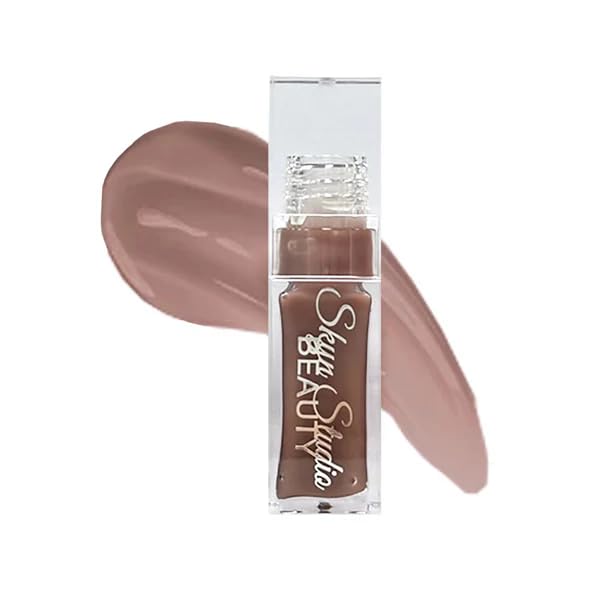Juicy Lux Hydrating Lip Oil, Deeply Nourishing Lip Oil with Hyaluronic Acid, Coconut Oil, Argan Oil, Shea Butter and Vitamin E, Non-Sticky Plumping, SPF Protection (Cappuccino Nude)
