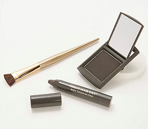 Joan Rivers Great Hair Day Root Touch Up Powder and Hair Color Stick - Root Cover Up Hair Powder and Root Touch Up Stick for Thicker, Fuller Looking Hair (Brunette)
