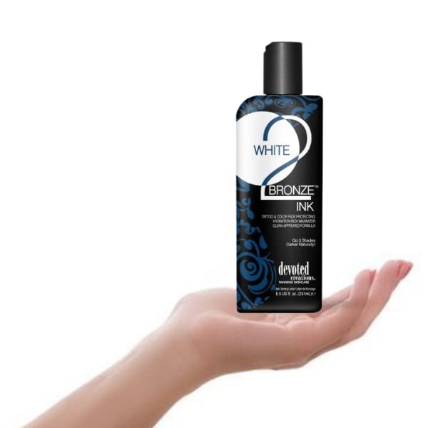 Devoted Creations White 2 Bronze Ink Tattoo and Color Fade Protecting Tanning Lotion 8.5 oz