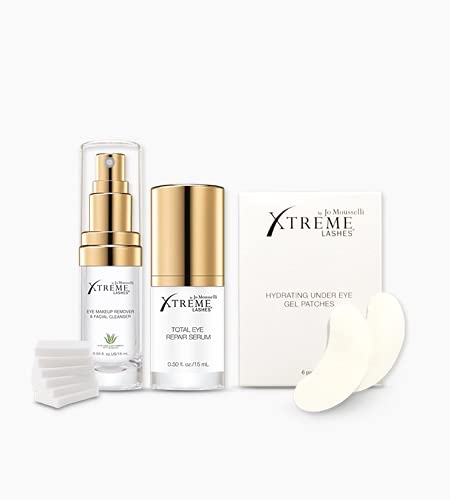 Xtreme Lashes Extend Your Beauty Rituals - Eye Treatments Kit - Lash Extension Safe, includes Serum, Under Eye Gel Patches, Cleanser, and Cosmetic Sponges