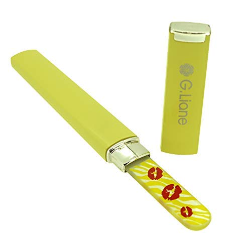 Premium Glass Nail File with Case Professional Crystal Fingernail Files Perfect Manicure Set for Women Men Kids Nail Care Gift Set(Yellow)