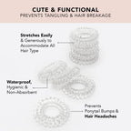 Kitsch Spiral Hair Ties for Women - Creaseless and Dent-free Coil Hair Ties | No Damage, Phone Cord Coils | Made of Flexible and Durable Plastic | Ideal Gifts for Women - 4pcs (Clear/Transparent)