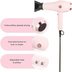 L'ANGE HAIR Soleil Professional Hair Dryer | 3 Heat Settings & 2 Airflow Settings | Cool Shot Locks-in Style | Professional Length Cord | Best Lightweight Hair for Smooth Blowouts (Blush)