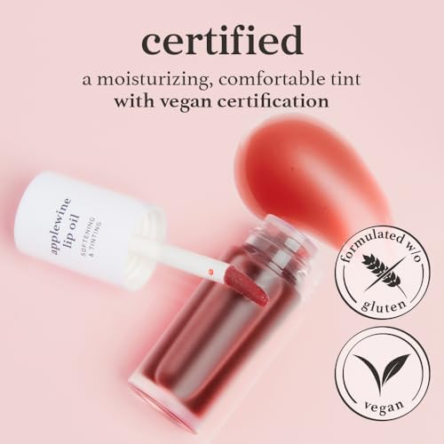 NOONI Korean Lip Oil - Applewine | Long-Lasting, Moisturizing, Plumping, Revitalizing for Dry Lips, Waterproof, No Peel Off, Hydrating, Stocking Stuffers, Gifts For Women, 0.12 FL Oz