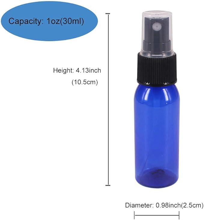 24 Pack 1 oz Plastic Spray Bottles, Fine Mist Mini Travel Size Sprayer Bottle, Refillable Liquid Containers for Perfume, Alcohol, Essential Oil, Aromatherapy