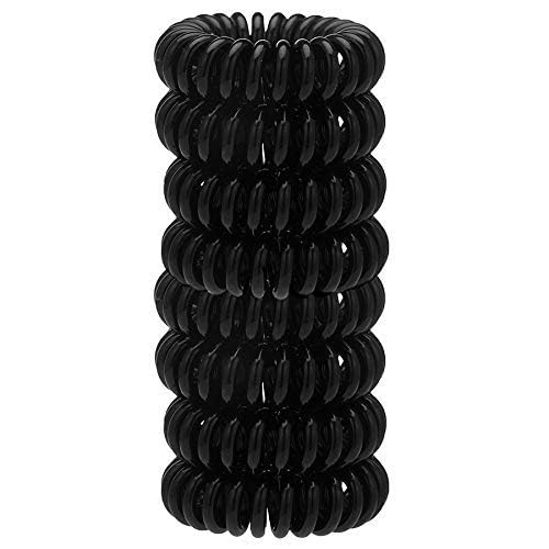 Kitsch Spiral Hair Ties for Women – Black Elastic Hair Ties No Damage, Ponytail Holders for Thick and Thin Hair – Creaseless and Dent-Free Coil | Ideal Gifts for Women - 8pc Set, Black