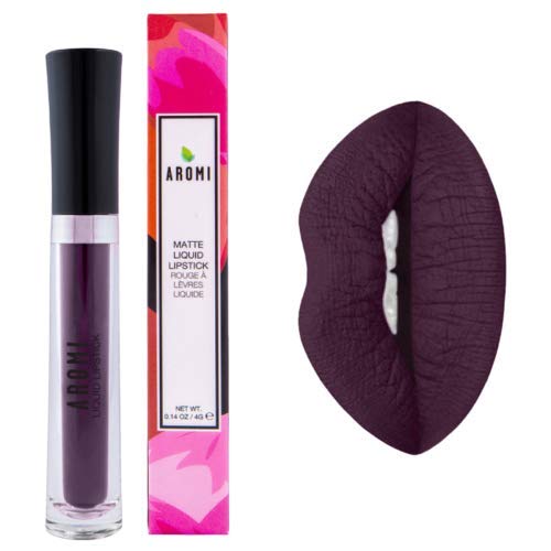 Aromi Matte Liquid Lipstick | Black Plum, Dark Lip Color, Vegan, Cruelty-free, Long-lasting, Opaque, Waterproof, Gluten Free (Gothic Plum)