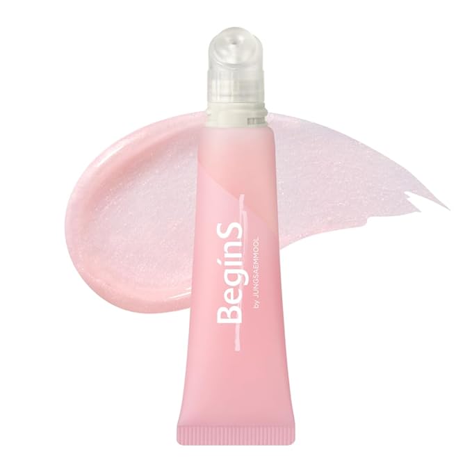 Lip Care Color Oil #Pink Soda 0.34 Fl Oz, Vegan Tinted Lip Oil with Jelly Massager for Dry Lips, Hydrating & Cooling Lip Treatment, Long-Lasting Glow & Volume, Korean Lip Oil, BeginS