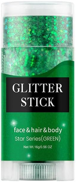 Green Body Glitter Stick, Sparkling Neon Outfit Singer Concert Music Rave Festival Party Accessories Face & Body Glitter Gel Makeup.