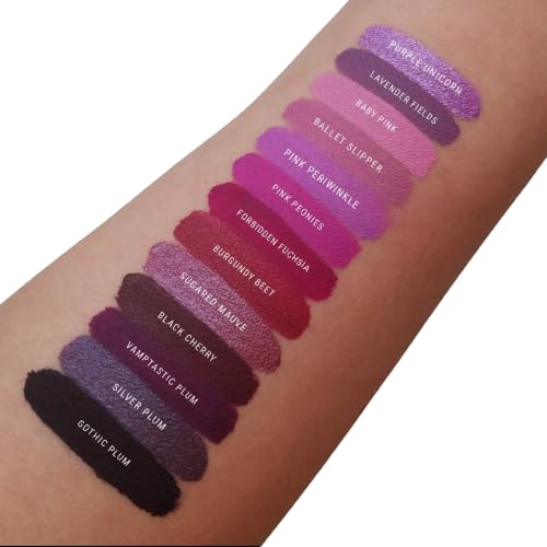 Aromi Plum Metallic Liquid Lipstick | Dark Plum Lip Color with a Shimmery Finish, Vegan, Cruelty-free, Long-Lasting, Smudge Proof, Handmade (Silver Plum)