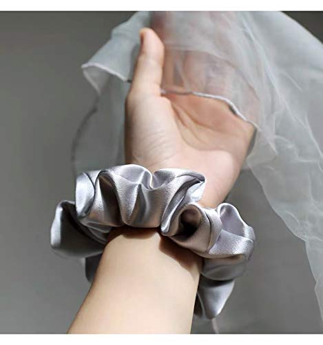 OLESILK 100% Mulberry Silk-Scrunchies for Hair Sleep, Women Grils Silk Hair Ties for Frizz & Breakage Curly Hair, No Damage, Elastics Ponytail Holder, 3 Pack