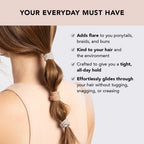 Kitsch Hair Ties No Damage - Strong, Stretchy Hair Bands | Soft Nylon with Glitter Ponytail Holders, Snag-Free Rubber Bands, Perfect for Updos & Braids | Ideal Gifts for Women - Neutral, 12pcs