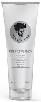 Avenue Man Curl Defining Cream - Unscented Hold Forming Curl Cream for Men with Keratin, Acai & Herbal Extracts - Frizz Control, Humidity Resistant, Lightweight Texture - Curly Hair Products for Men