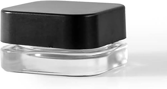 250 Pack Packlahoma 9ml Glass Cube Jars with Black Lids, Refillable Cosmetic Containers