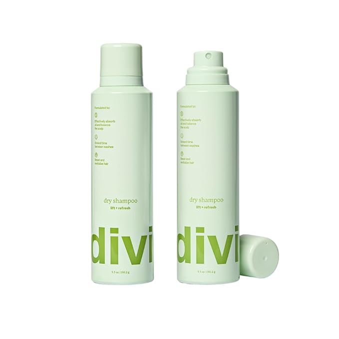 Divi Dry Shampoo Spray for Women - Formulated to Absorb Oil, Balance the Scalp and Extend Time Between Washes - Free of Benzene, Butane, Propane and Talc, 5.3oz (2 Pack)