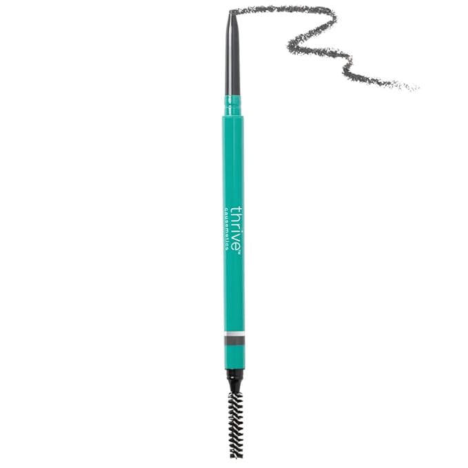 Thrive Causemetics Infinity Waterproof Eyebrow Pencil, Retractable Brow Pencil with Hyaluronic Acid & Shea Butter, Dual Ended Eyebrow Brush Spoolie, Fine Tip, Vegan & Cruelty Free, Nan (Charcoal)
