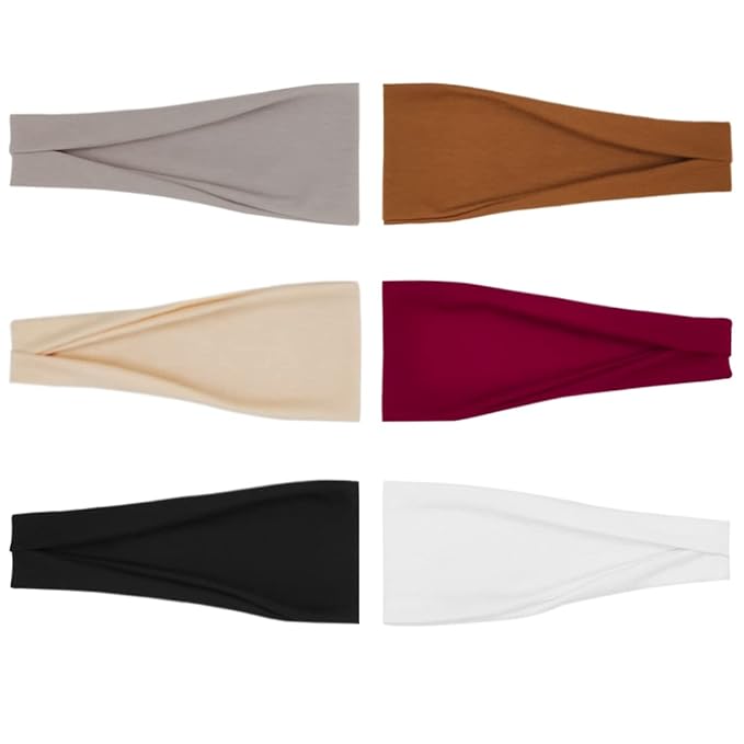 Fashion Headbands For Women Wide Headband Yoga Workout Head Bands Hair Accessories Band 6 Pack
