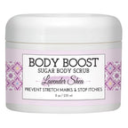 Body Boost Lavender Shea Raw Sugar Scrub 8 oz- Help Treat Dry Skin Stretch Marks and Scars- Pregnancy and Nursing Safe- Allergen Free- Vegan