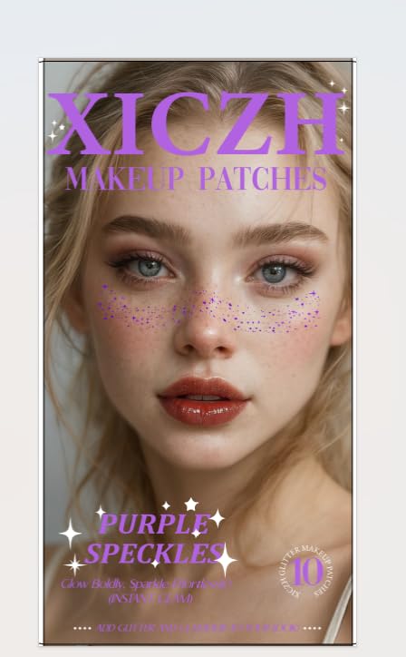 Face Glitter, Purple Temporary Face Tattoos Stickers, Body Face Glitter for Women Girls, Country Concerts Singer Festival Rave Accessories (Purple - 10 pcs)