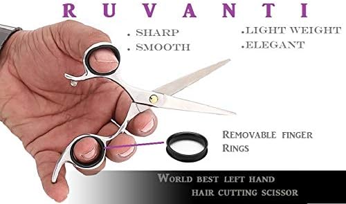 Ruvanti Left Handed Hair Cutting Scissors 6.5” - Professional Shears, Sharp Hairdressing/Haircutting Scissors for Men/Women