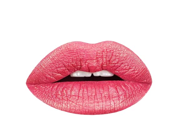 Aromi Rose Gold Metallic Liquid Lipstick | Peachy Pink, Coral Lip Color with Shimmery Finish, Vegan, Cruelty-free, Long-Lasting, Smudge Proof, Handmade (Rose Gold)