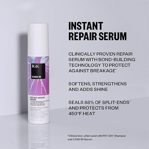 IGK Expensive Clear Gloss Top Coat + Cash In Instant Repair Serum | Vegan + Cruelty Free | 4.2 oz + 1.7 oz (Pack of 2)