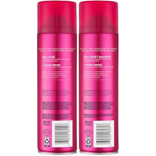 Suave+ Hairspray, Max Hold Bundle – Scented + Unscented Hairspray, 11 Oz Ea (4 Piece Set)
