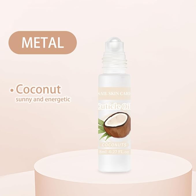 2pcs Cuticle Oil Roller 8ml/0.27 FL.oz Nourishing Moisturizing for Convenient Portable Nail Cuticle Oil Rollerball for On the Go Hydration and Care(Coconut &Iris)