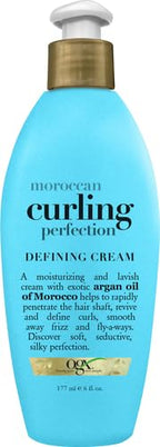 OGX Argan Oil of Morocco Curling Perfection Curl-Defining Cream, Hair-Smoothing Anti-Frizz Cream to Define All Curl Types & Hair Textures, Paraben-Free, Sulfated-Surfactants Free, 6 oz (Pack of 2)