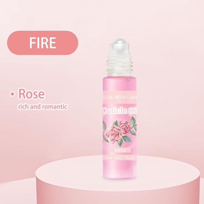2pcs Cuticle Oil Roller Nourishing Cuticle Oil for Nails Hydrating and Cuticles Moisturizing Nail Care Products(Lemon & Rose)