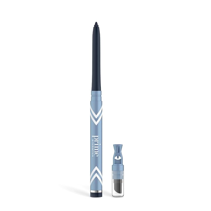 PRIME PROMETICS PrimeEyes Glide Eyeliner for Mature Women – Water-Resistant, Long-Stay and Mess-Proof – Gel Cream Texture, Discreet Sharpener and Effective Smudger (Sapphire (blue))