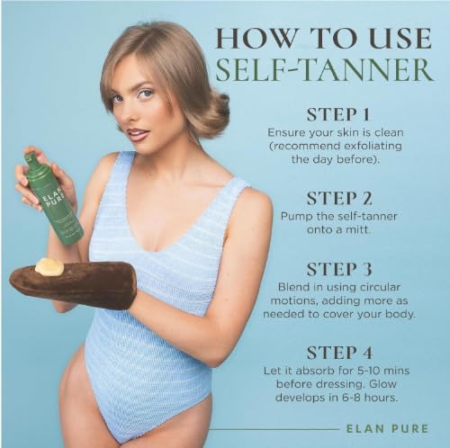 Non Toxic Gradual Self Tanner - Organic Tanning Foam - Long Lasting Natural Looking Tan - Streak Free Smooth Application - Plant Based Ingredients - Vanilla