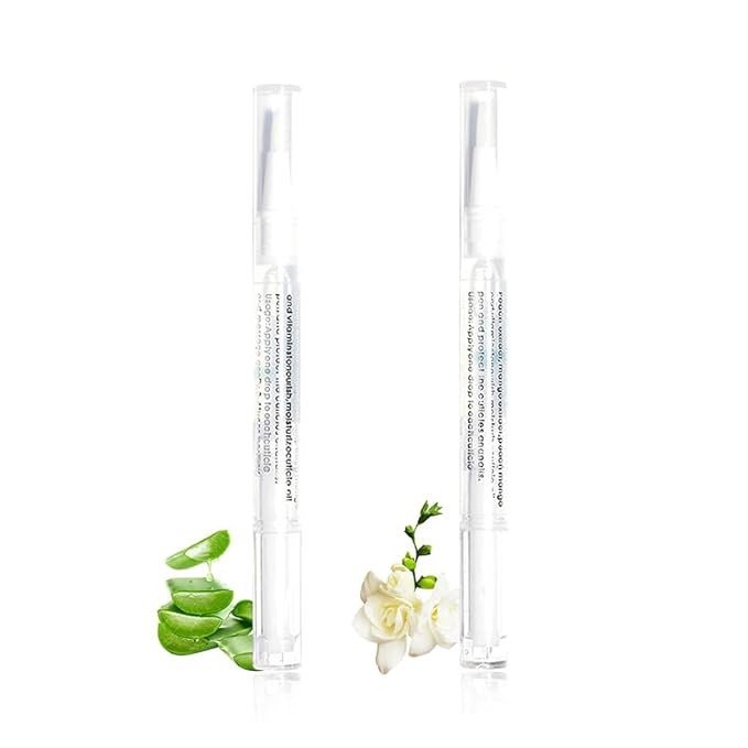 2Pcs Nail Cuticle Oils Nutrition Oil Nourishment Pens 2 Smell Cuticle Revitalizer for Agnail Nourish Skin Nails Care (Aloe vera & Jasmine)