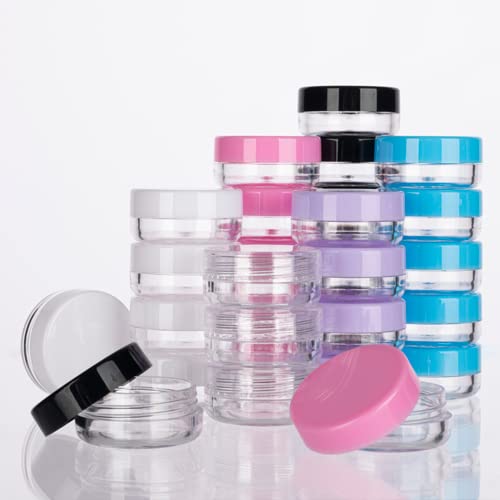 3 Gram Sample Containers With Lids, 200 Count Tiny Jars, Empty Lip Balm, Mini Cosmetic Containers, Makeup Travel With Labels, Mini Disposable Spatulas