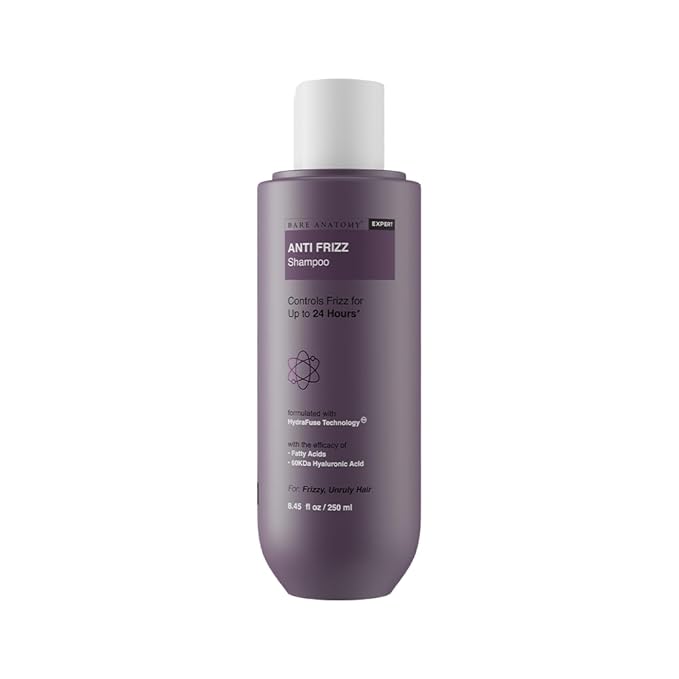Bare Anatomy Anti Frizz Shampoo, Frizz Control Upto 24 Hours, Powered By Hyaluronic Acid & Fatty Acids, Dry & Frizzy Hair, Smooth, Shiny & Frizz Free Hair For Unisex, 250ml