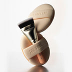 THE TOOL LAB All Day Cover Duo - Premium Base Makeup Set for Liquid Cream Powder Foundation, Buffing Blending Face Brush, Sponge, Portable Case - 1.1" Flat Top Brush