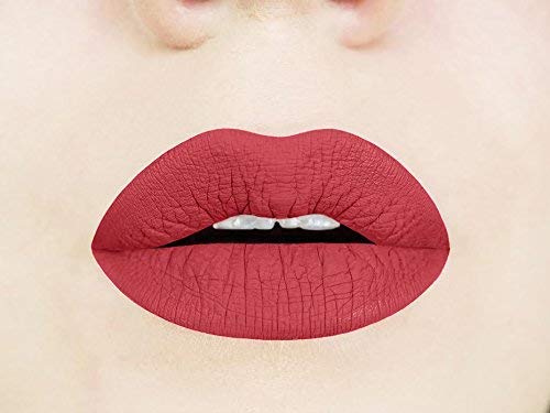 Aromi Brick Red Matte Liquid Lipstick | Warm, Earthy Burgundy Lip Color, Long-lasting and Kiss-Proof, Vegan, Cruelty-free, Waterproof, Handmade (Brick Red)