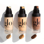 Glo Skin Beauty Luminous Liquid Mineral Foundation Makeup with SPF 18 (Almond) - Improves Uneven Skin Tone, Smooths & Corrects Imperfections, Sheer to Medium Coverage, Dewy Finish
