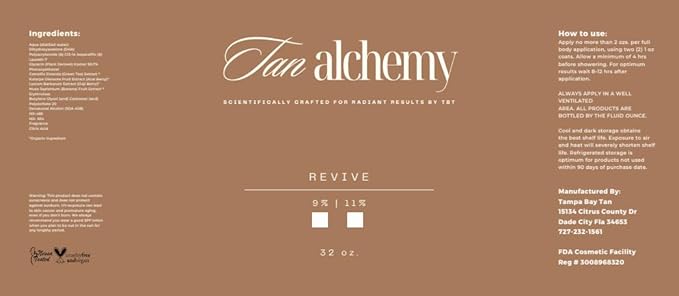 Tan Alchemy, Revive Anti-Aging 11% Med-Dark DHA Sunless Airbrush Spray Tanning Solution (Gallon)