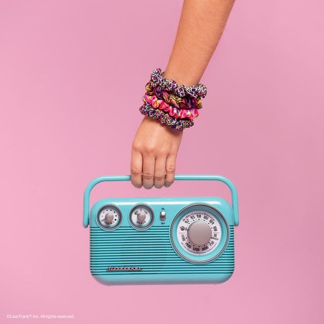 Lisa Frank x Kitsch Ruched Satin Scrunchies for Women - Softer Than Silk Scrunchies | Hair Ties No Damage for Frizz-Free Sleep | Ideal Gifts for Women - Rainbow Leopard 4 pcs