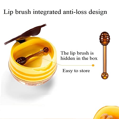 4 PCS Bee Lip Balm Honey Pot,Propolis Lip Mask Moisturizing Moisture Nourishing Dry & Chapped,Care and Reduces Lines, Exfoliating (Honey)