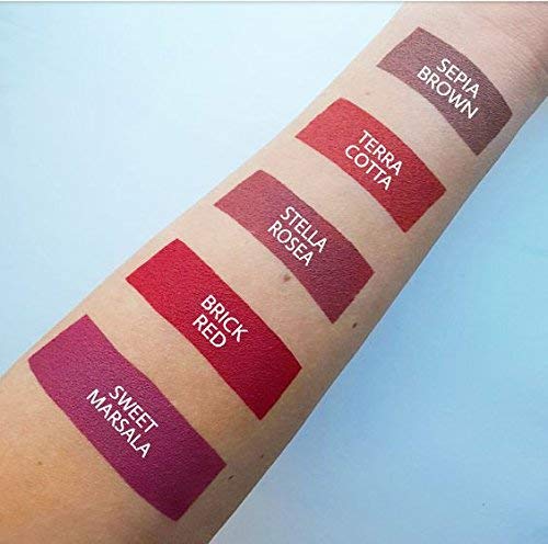 Aromi Brick Red Matte Liquid Lipstick | Warm, Earthy Burgundy Lip Color, Long-lasting and Kiss-Proof, Vegan, Cruelty-free, Waterproof, Handmade (Brick Red)