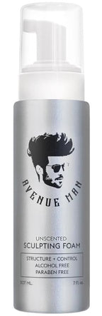 Avenue Man Unscented Sculpting Foam - Frizz Control & Firm Hold Hair Mousse for Men - Styling Hair Products - Mens Mousse for Hair Styling with No Crunch, Clean Texture & Long-Lasting Lift - 7 oz