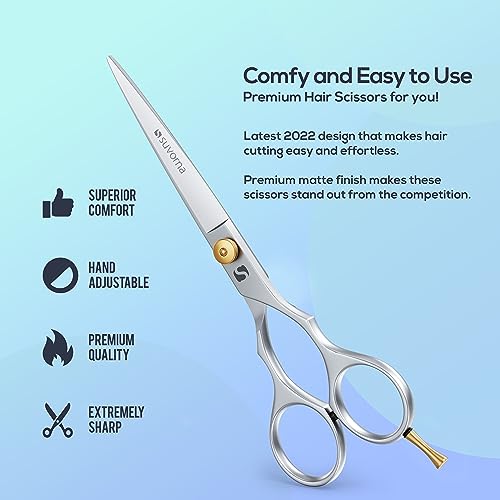 Suvorna hair scissors professional - hair cutting scissors to cut hair - barber shears for hair cutting- 6.5" Stainless Steel hair shears for women, men - hair cutting shears for barber and salon