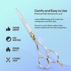 Suvorna 5.5" hair cutting scissors for professional, barber & hairdresser - hair shears for cutting, trimming, grooming, precision, facial hair - Right Hand hair scissors for men, women, kids, adults.