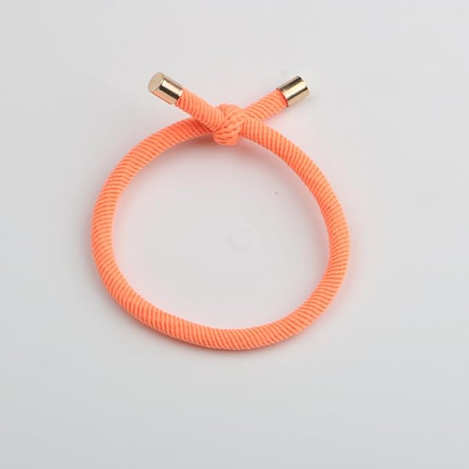14PCS Hair Tie Elastics Knotted Hair Ties Ponytail Holders for Women Girls Elastic Hair Rubber Bands for Thin Thick Wavy Curly Straight Long Hair (Neon Orange)
