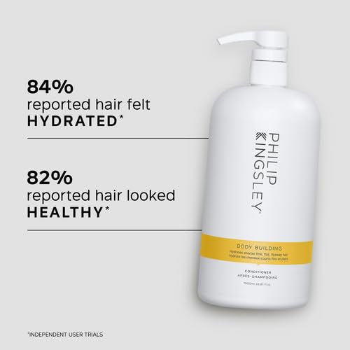 PHILIP KINGSLEY | Body Building Weightless Conditioner | Volumizing Conditioner for Fine, Limp, Flat, Flyaway Short Hair | Hydrates, Thickens, Lifts and Adds Volume and Shine | 33.8oz