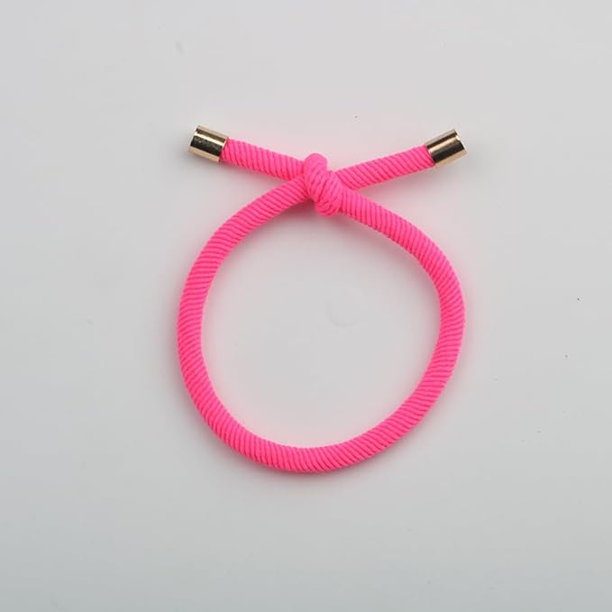 14PCS Hair Tie Elastics Knotted Hair Ties Ponytail Holders for Women Girls Elastic Hair Rubber Bands for Thin Thick Wavy Curly Straight Long Hair (Neon Pink)
